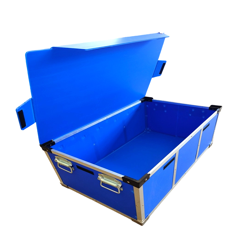 Scatola di ribaltamento in plastica ondulata PP con finiture in alluminio con coperchio ribaltabile