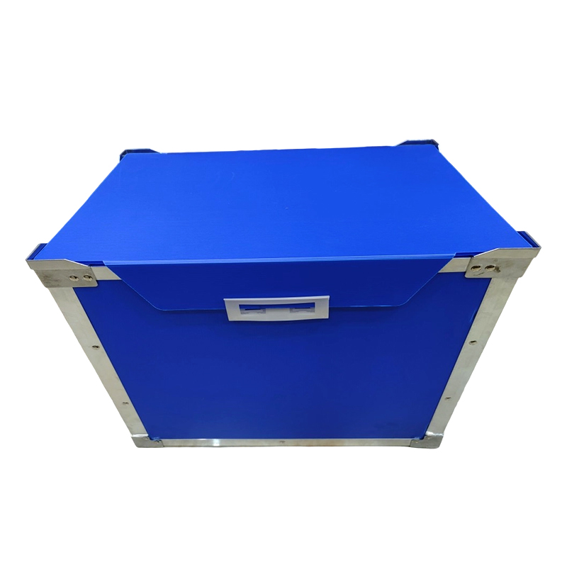 Scatola di ribaltamento in plastica ondulata PP con finiture in alluminio con coperchio ribaltabile