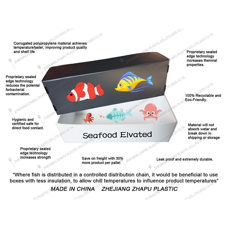 Scatola per frutti di mare in plastica corflute impilabile a prova di umidità